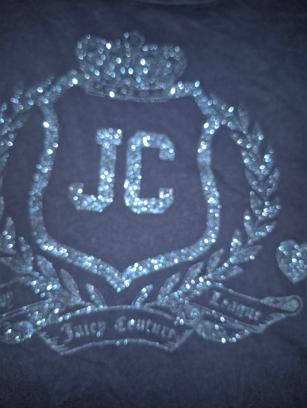 Juicy Couture Navy Blue Glitter Logo T Shirt - Picture 4 of 7